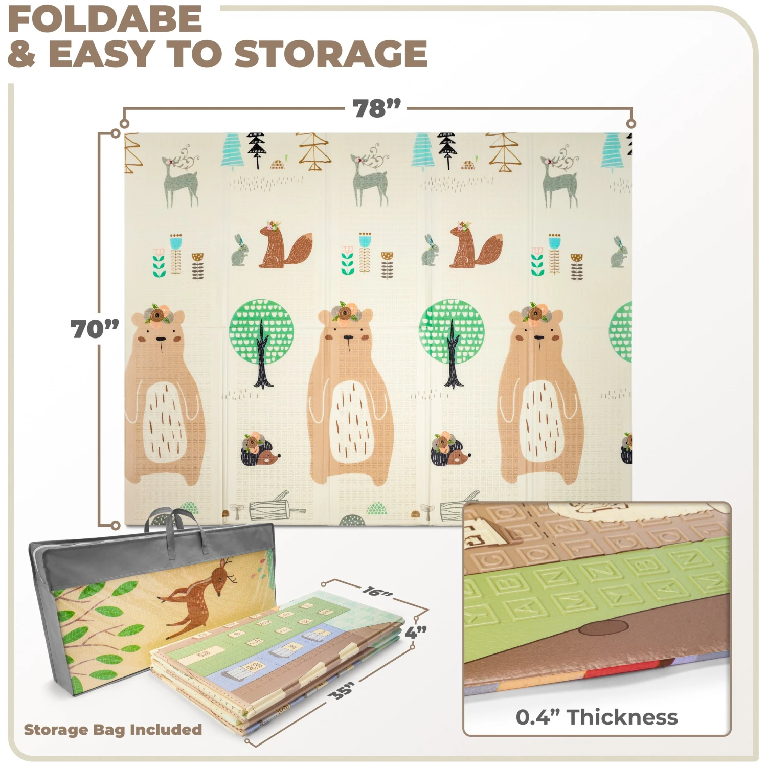 78" Forest Friends Kids Foam Mats 6 78" Forest Friends Kids Foam Mats - Image 4