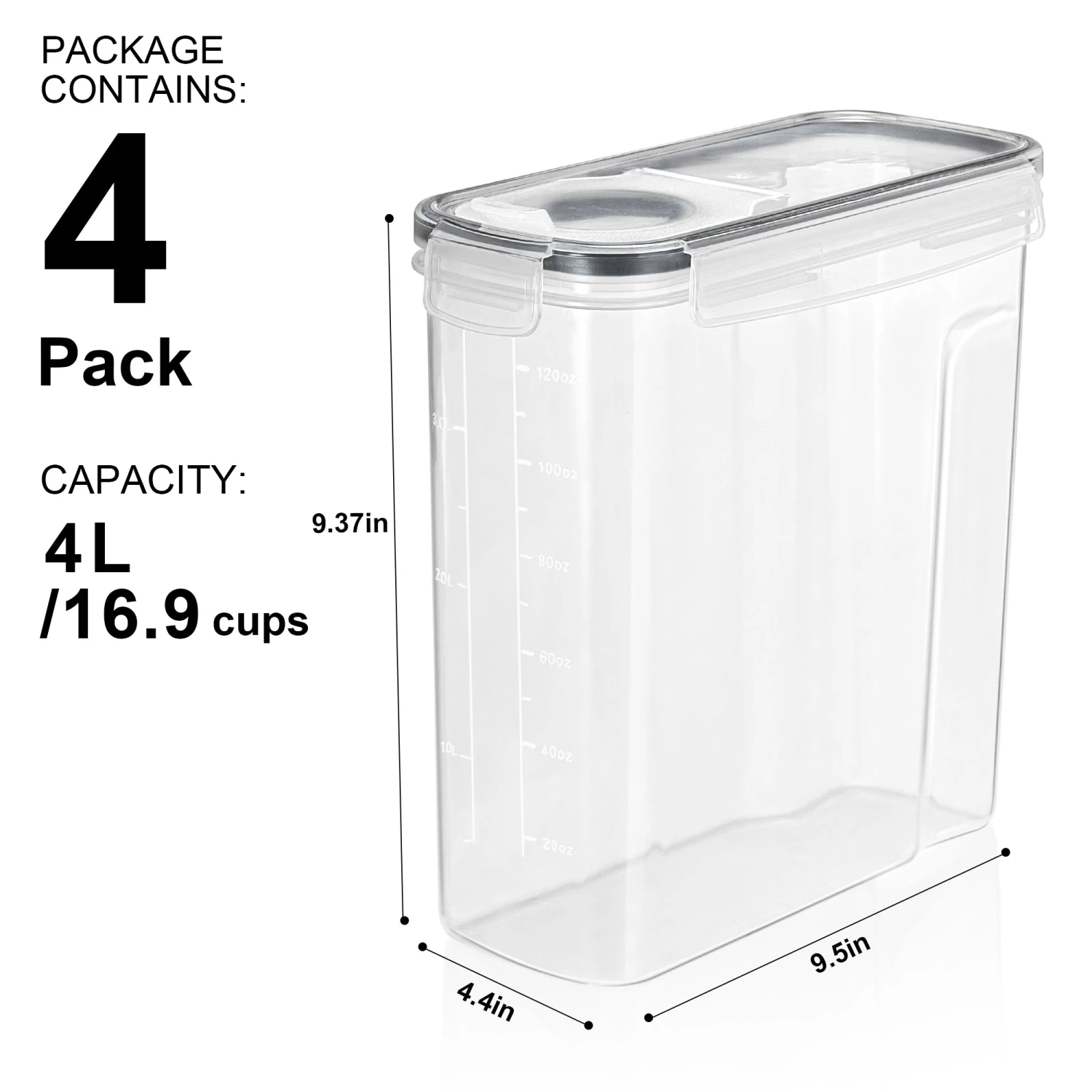 Tall Narrow Food Dispenser Containers (Set Of 4) 5 Tall Narrow Food Dispenser Containers (Set Of 4) - Image 3