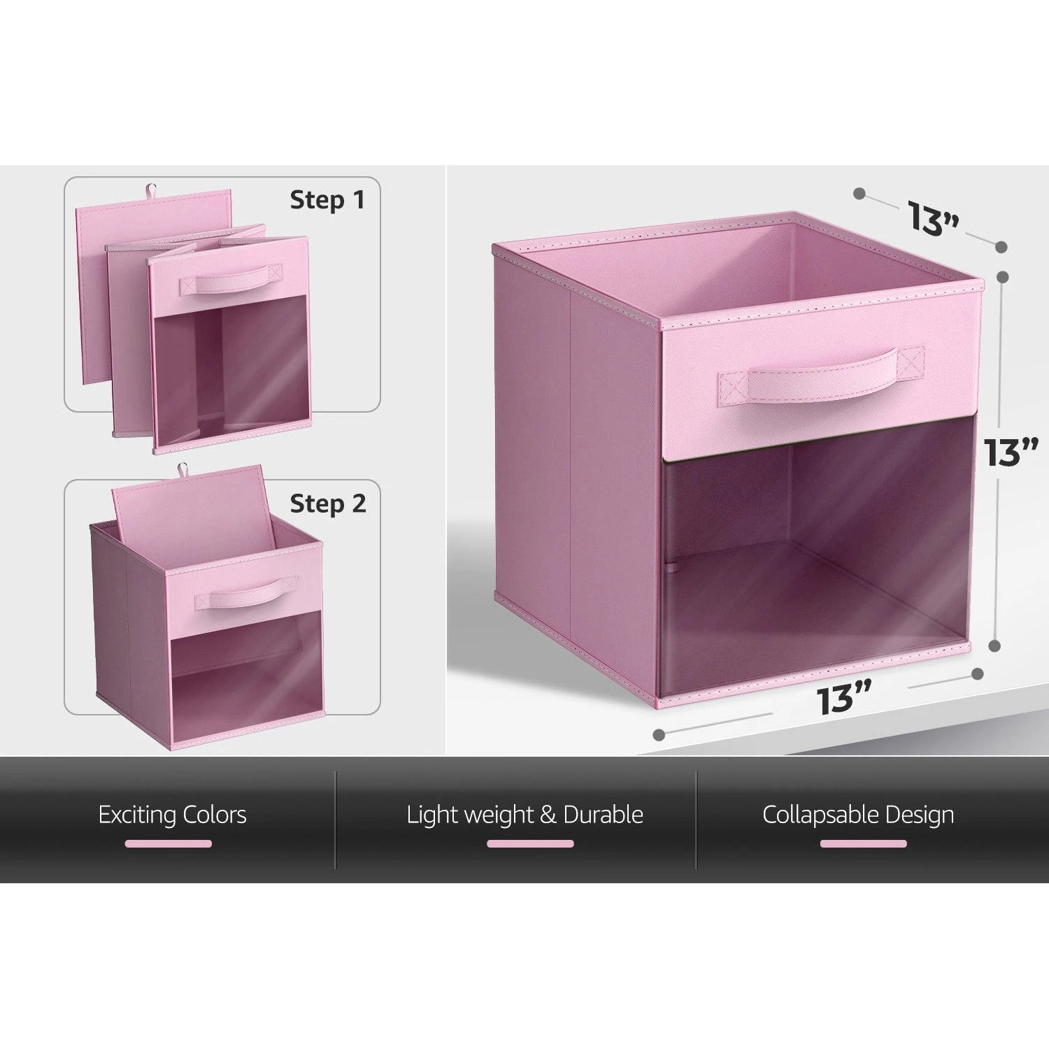 13" Large Cube Storage Bins With Window (6 Pack, Pastel) 12 13" Large Cube Storage Bins With Window (6 Pack, Pastel) - Image 10