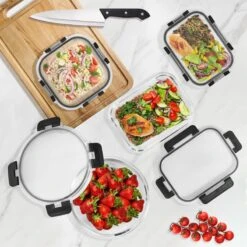 Rectangular Glass Meal Prep Containers Airtight (Set Of 8) -Sorbus Decor Shop 3 8189ead3 45e4 413d 8f7e 1541dc401e1e