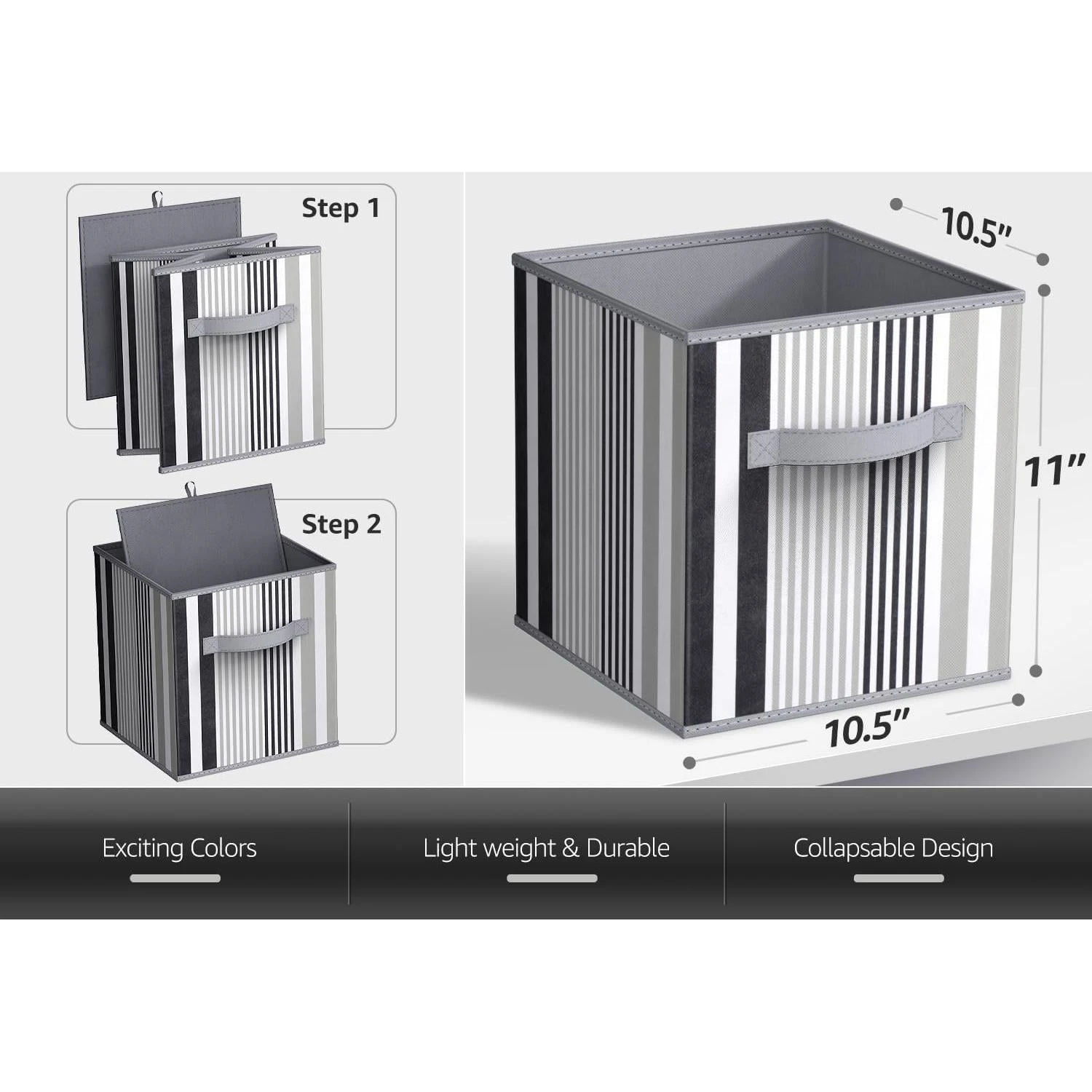 11" Cube Storage Bins (6 Pack Lines Print) 6 11" Cube Storage Bins (6 Pack Lines Print) - Image 4