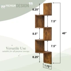 5-Tier Zig Zag Geometric Corner Wall Book Shelf Unit -Sorbus Decor Shop 3 a2900c63 a6a4 4e13 80f4 3bc163e0826f