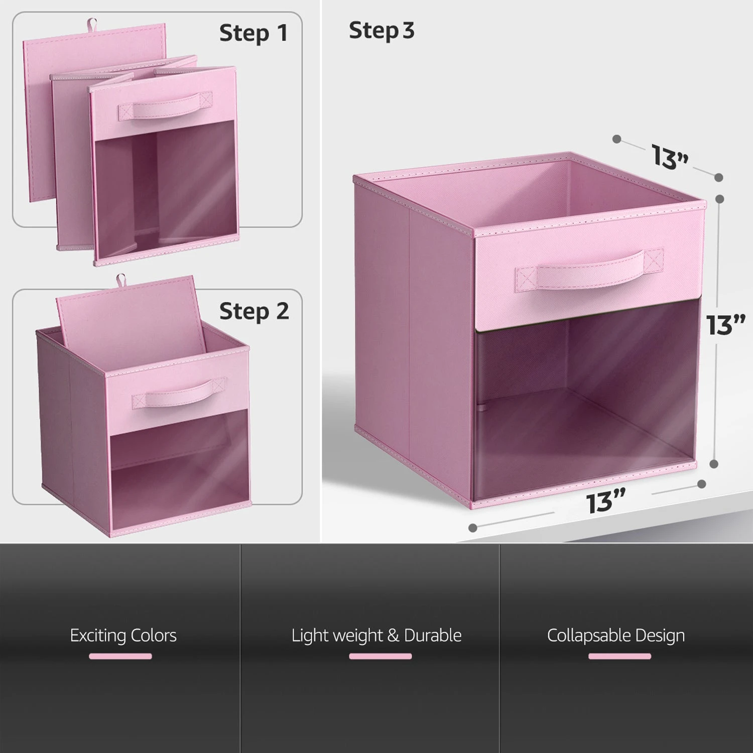 13" Large Cube Storage Bins With Window (6 Pack, Pastel) 19 13" Large Cube Storage Bins With Window (6 Pack, Pastel) - Image 17