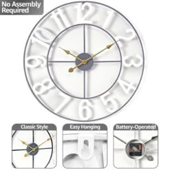 24" Oversized Wall Clock (Numeral) -Sorbus Decor Shop 3 b424db6a 9dc6 48ab a1ee 143f436bc25f