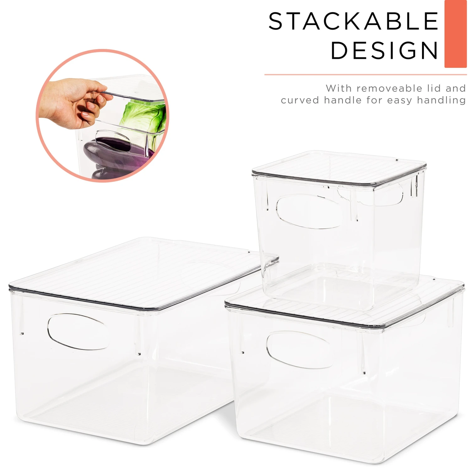 Plastic Container Bin With Lids (Variety Set) 6 Plastic Container Bin With Lids (Variety Set) - Image 4