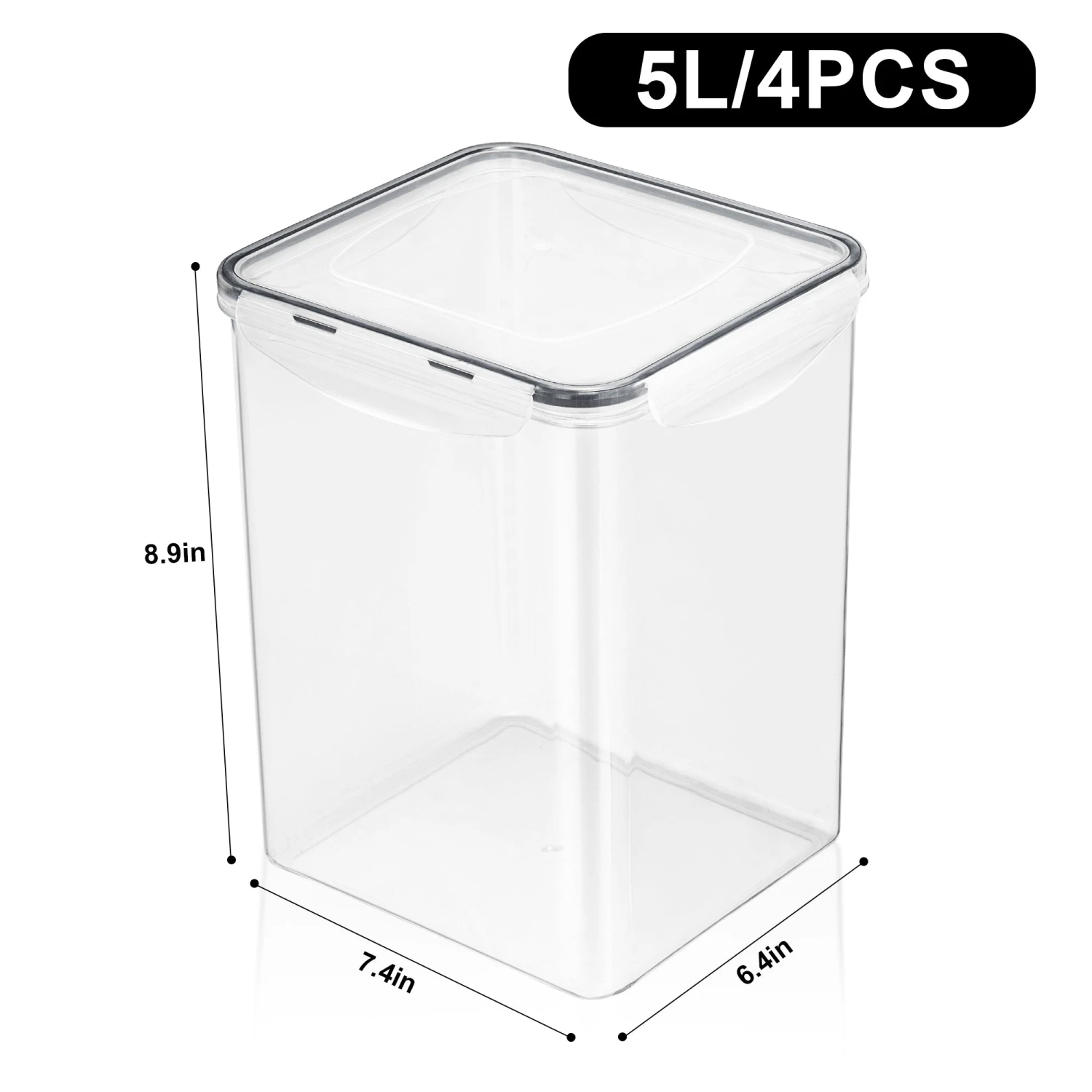 Large Airtight Dry Food Storage Containers (4 Pack) 5 Large Airtight Dry Food Storage Containers (4 Pack) - Image 3