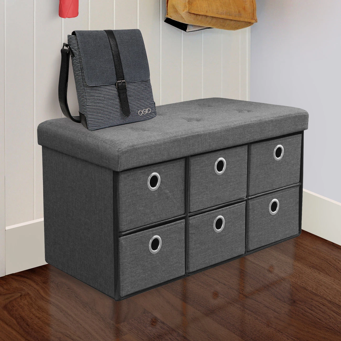 Collapsible Storage Bench Chest With Drawers 6 Collapsible Storage Bench Chest With Drawers - Image 4