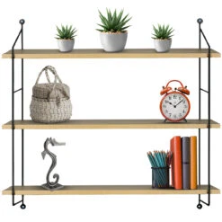 Floating Shelf With Metal Brackets (3 Tier)