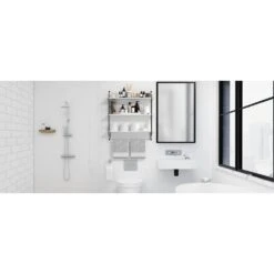 Floating Bathroom Shelf With Metal Brackets (3 Tier) 27 Floating Bathroom Shelf With Metal Brackets (3 Tier) -Sorbus Decor Shop 3shelfRack WHTLWD EBC DT
