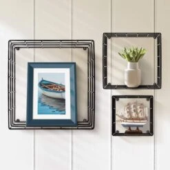 Square Floating Shelves (Set Of 3) -Sorbus Decor Shop 4. FLT MTLSQR BLK