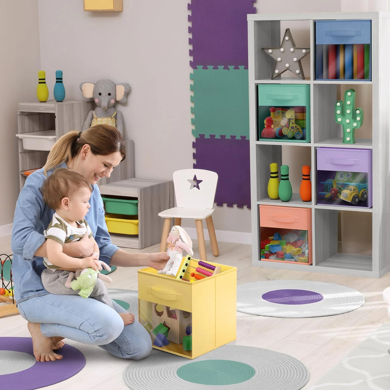 13" Large Cube Storage Bins With Window (6 Pack, Pastel) 6 13" Large Cube Storage Bins With Window (6 Pack, Pastel) - Image 4