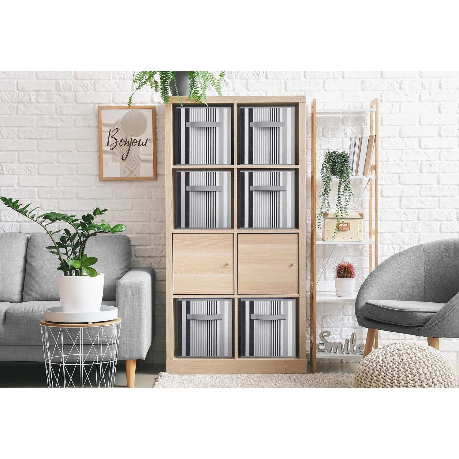 11" Cube Storage Bins (6 Pack Lines Print) 7 11" Cube Storage Bins (6 Pack Lines Print) - Image 5