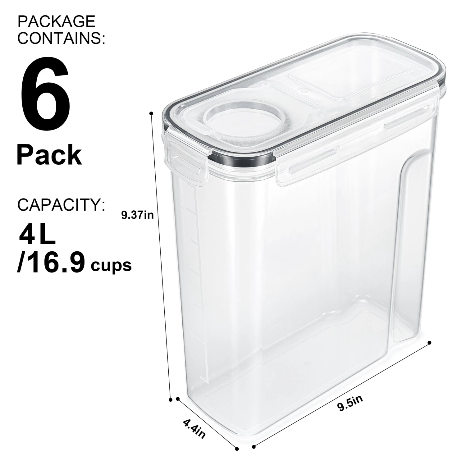 Narrow Airtight Food Storage Dispensers (6 Pack) 4 Narrow Airtight Food Storage Dispensers (6 Pack) - Image 3