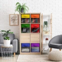 11" Cube Storage Bins With Window (6 Pack, Multi-Colored) -Sorbus Decor Shop 4 3983acd6 d407 45f7 bcab d558bd2c5a2d