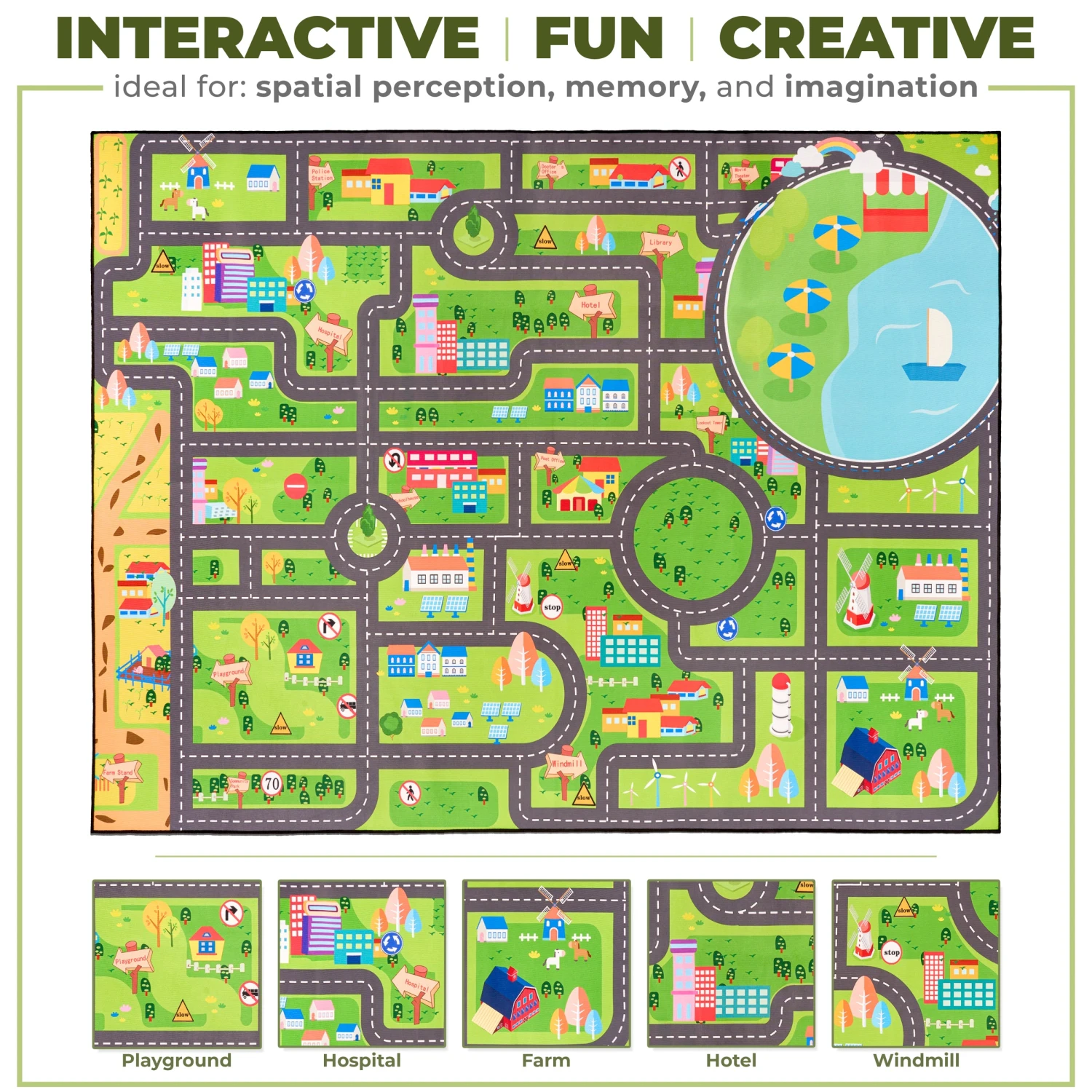 City Streets Car Road Map Kids Play Mat (L, XL) 13 City Streets Car Road Map Kids Play Mat (L, XL) - Image 11