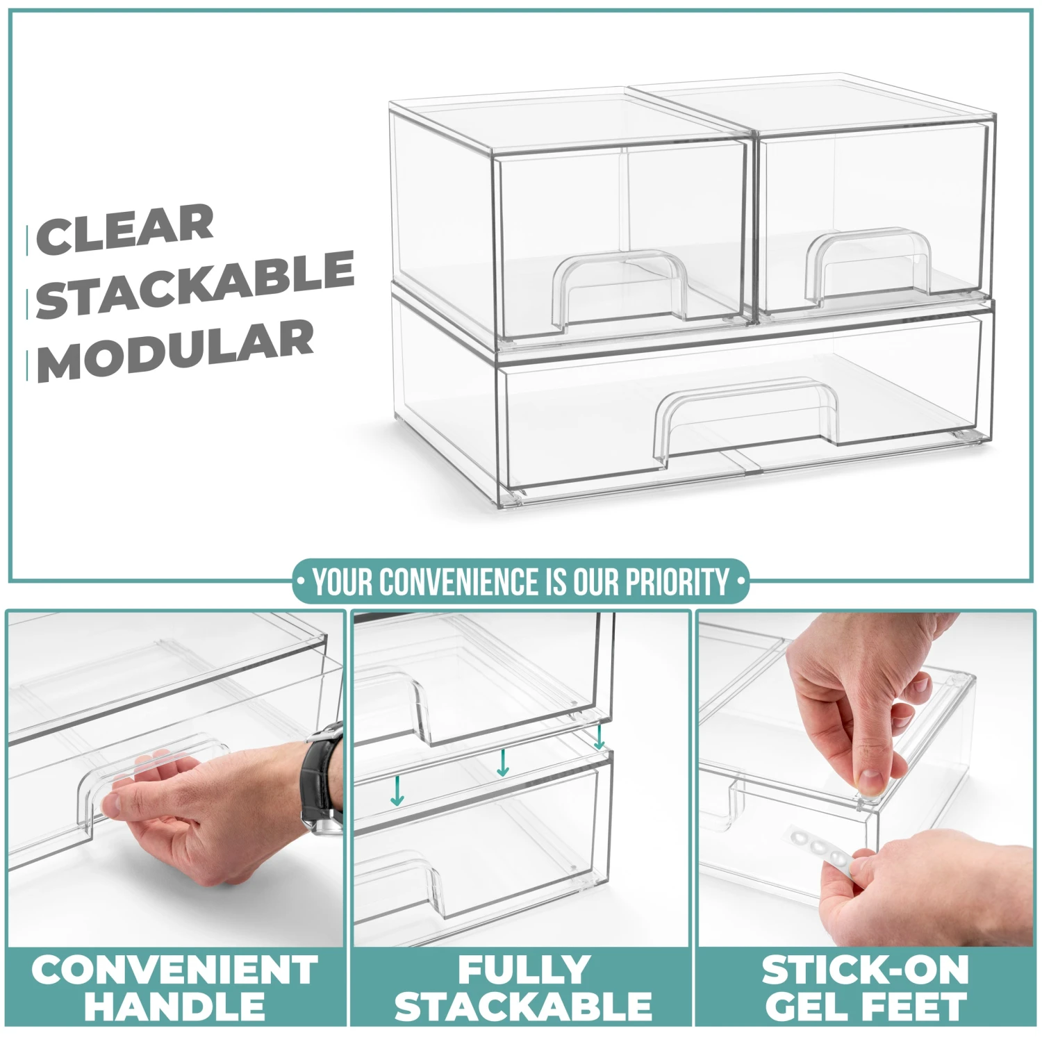 Acrylic Organizer Storage Drawers (3 Drawer) 6 Acrylic Organizer Storage Drawers (3 Drawer) - Image 4