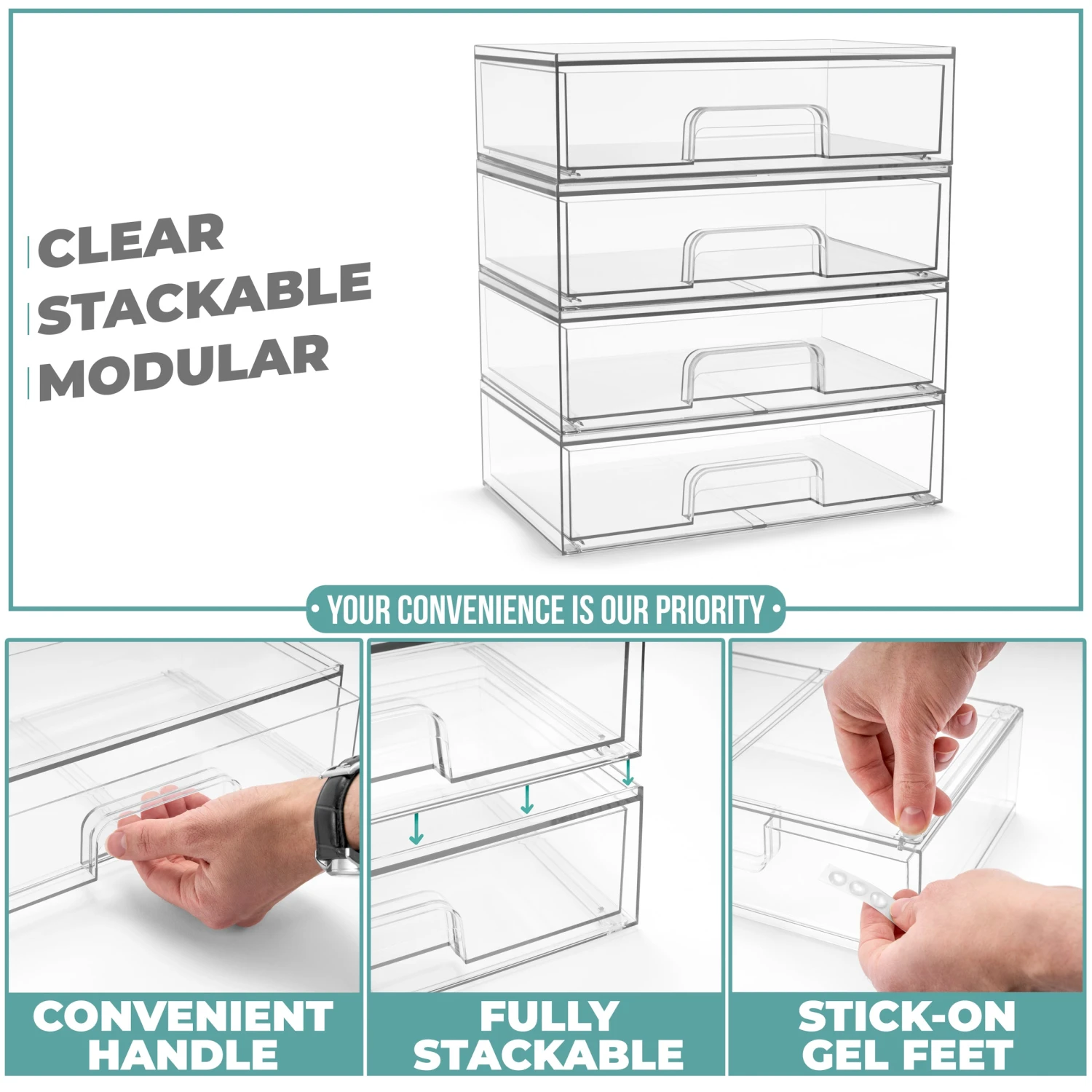 Acrylic Organizer Storage Drawers (4 Flat Drawer) 6 Acrylic Organizer Storage Drawers (4 Flat Drawer) - Image 4