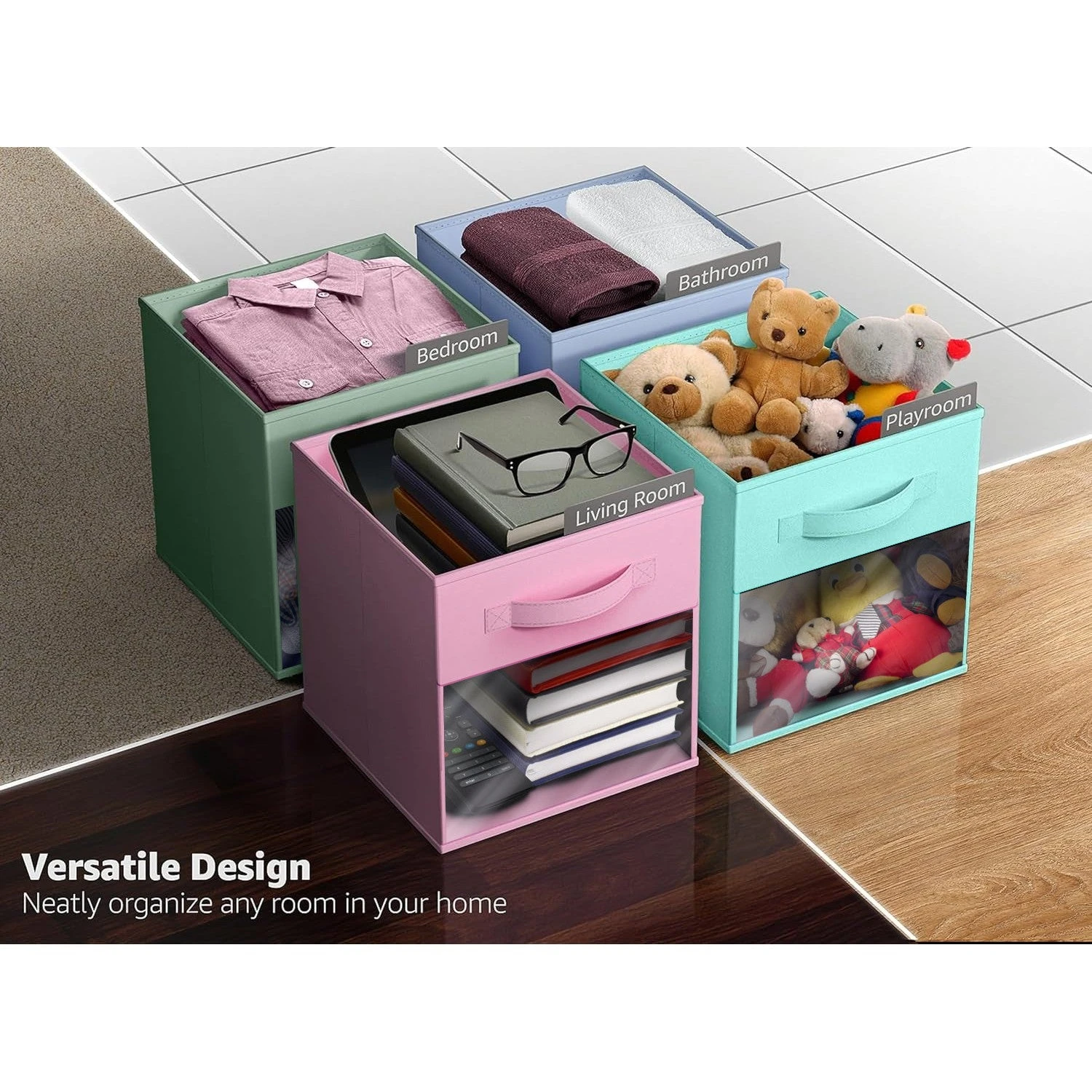 11" Cube Storage Bins With Window (6 Pack, Pastel Set) 13 11" Cube Storage Bins With Window (6 Pack, Pastel Set) - Image 11