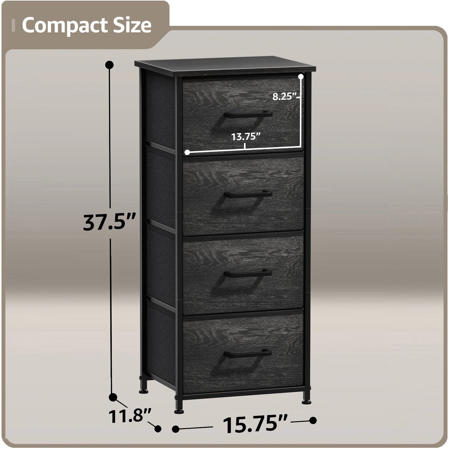 4 Drawer Vertical Short Nightstand 13 4 Drawer Vertical Short Nightstand - Image 12