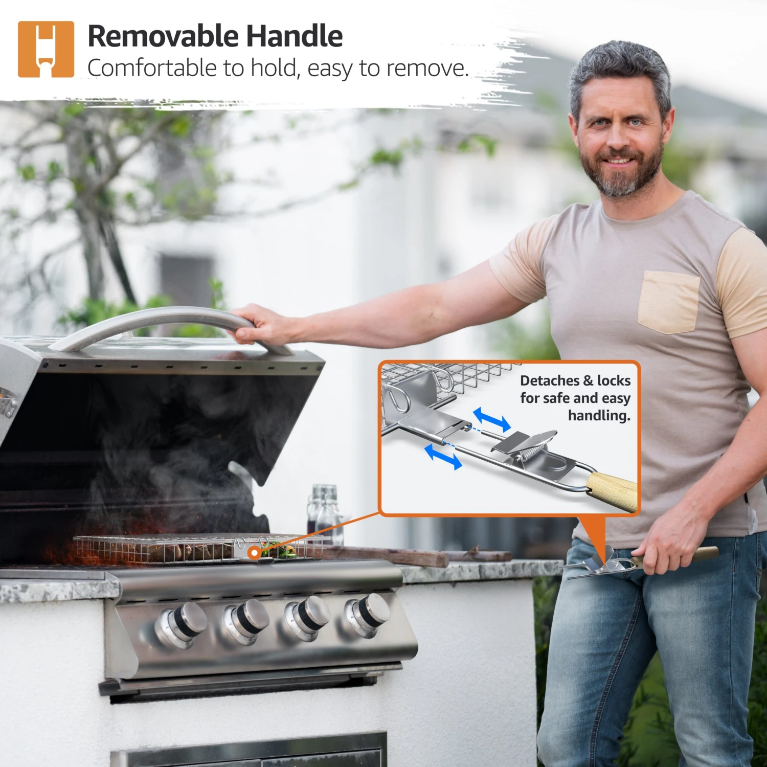 Large Stainless Steel Barbecue Grilling Basket 16 Large Stainless Steel Barbecue Grilling Basket - Image 14