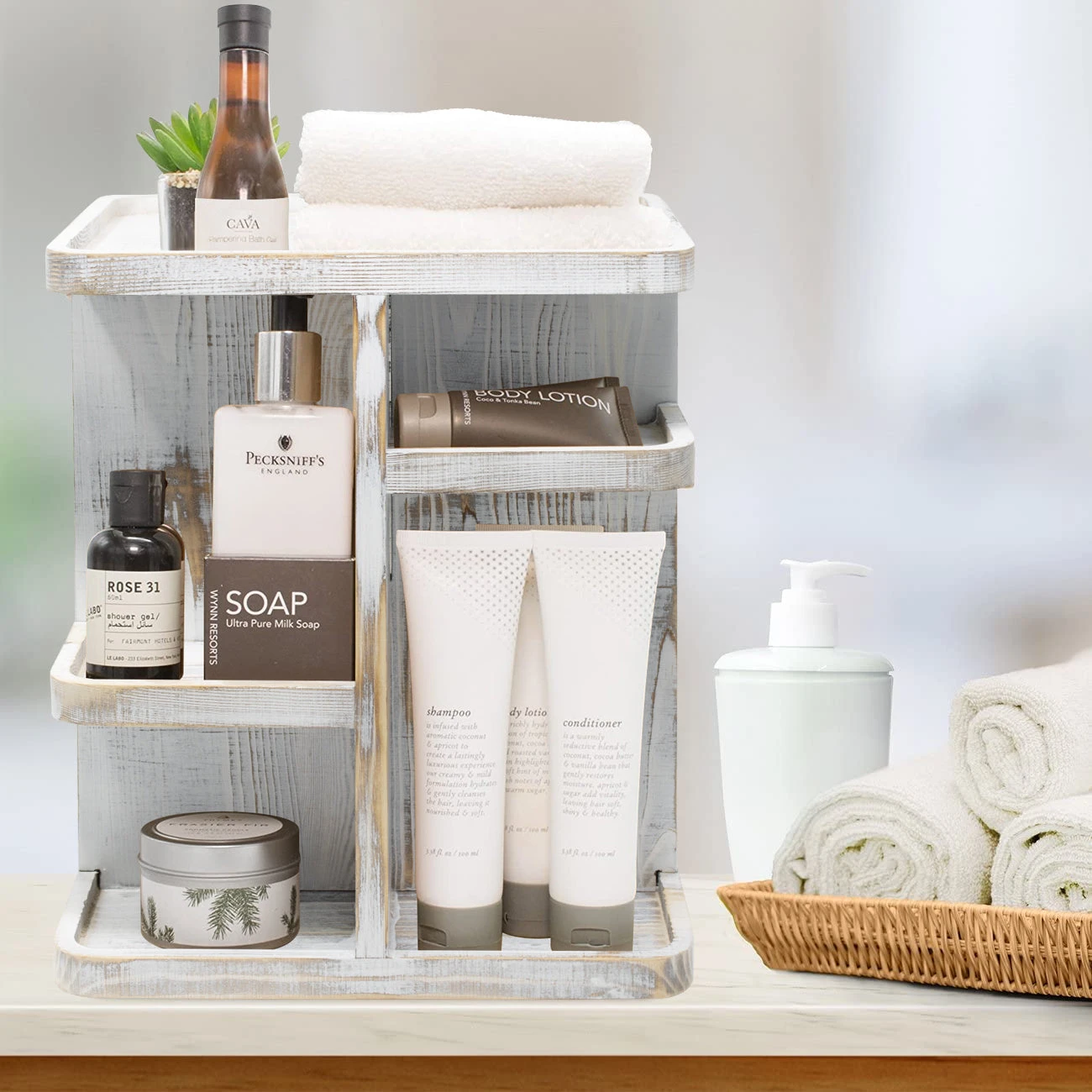 360° Carousel Organizer Rustic Wood 6 360° Carousel Organizer Rustic Wood - Image 4