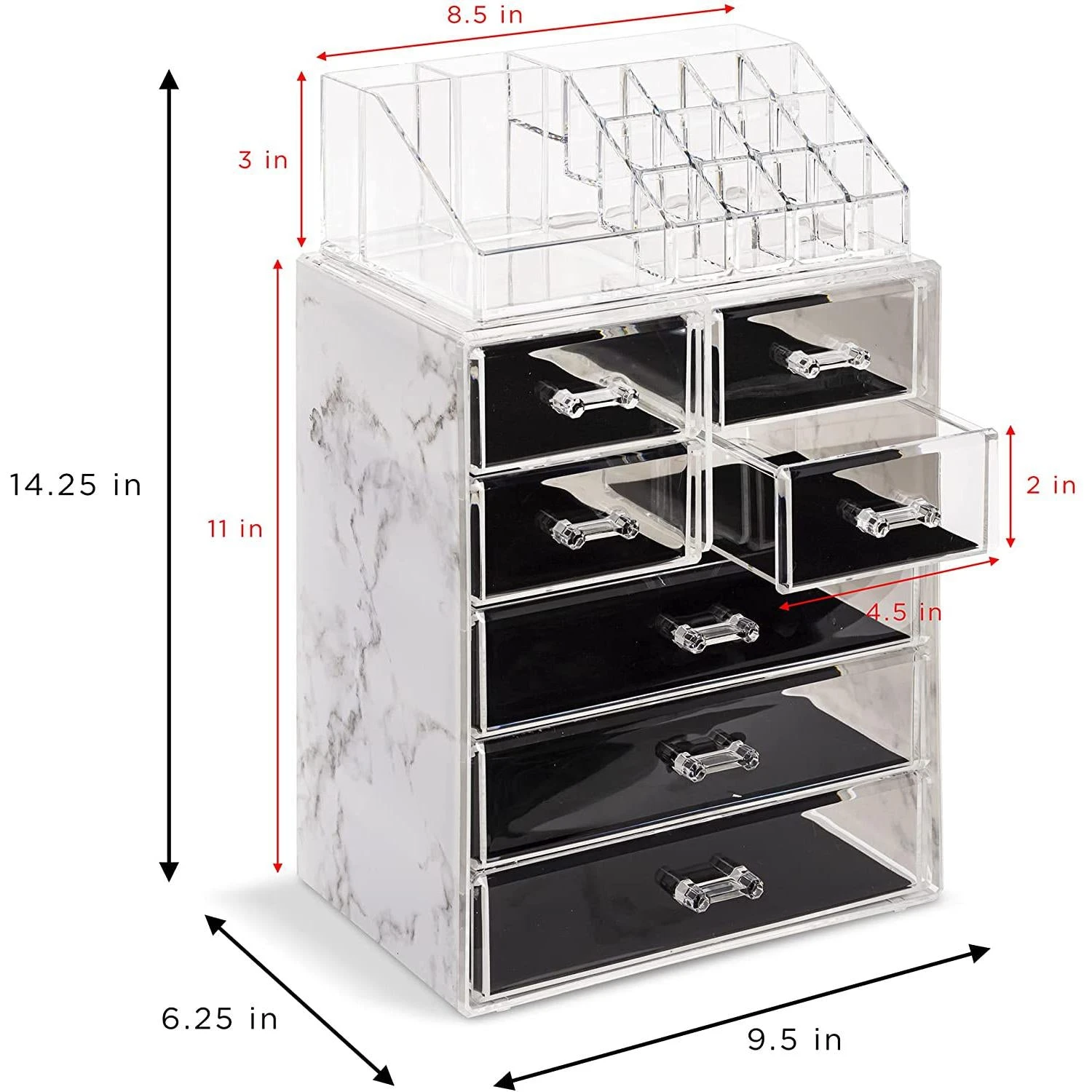 Makeup Organizer Set (7 Drawers Marble) 5 Makeup Organizer Set (7 Drawers Marble) - Image 3