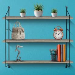 Floating Wall Shelf With Metal Brackets (3 Tier) -Sorbus Decor Shop 4 f35a156a 37fb 4e84 ad59 c53d01755539