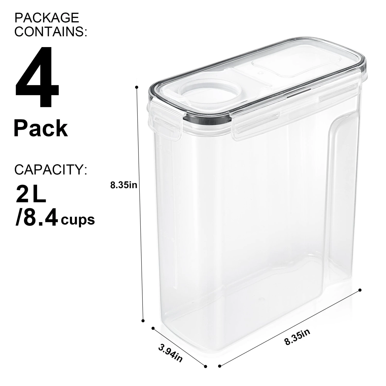 Narrow Airtight Food Storage Dispensers (4 Pack) 5 Narrow Airtight Food Storage Dispensers (4 Pack) - Image 3