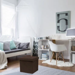 Faux Suede Storage Ottoman Cube -Sorbus Decor Shop 5.LS4 Choc