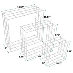 Square Floating Shelves (Set Of 3) -Sorbus Decor Shop 5. FLT MTLSQR WH Dimensions