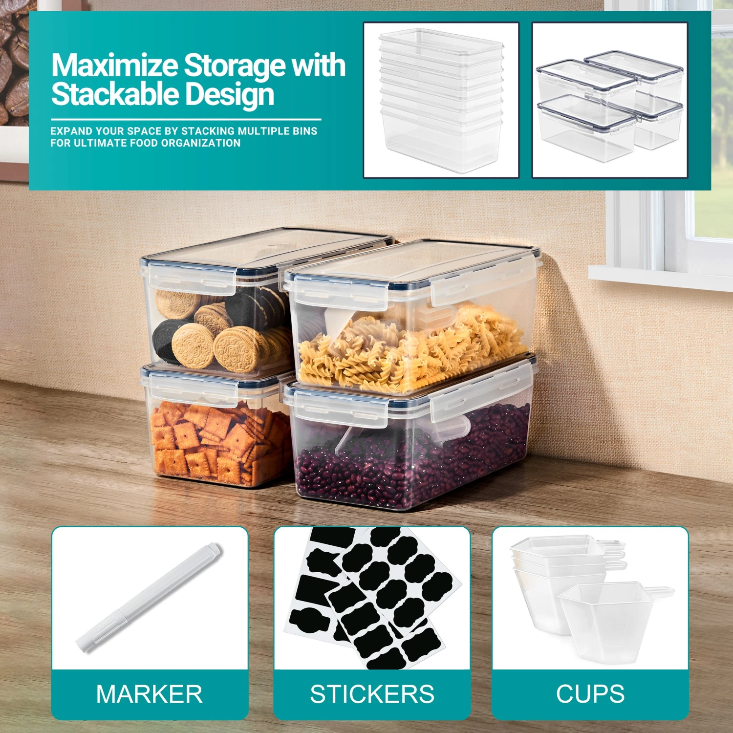 Long Rectangular Airtight Food Storage Containers With Lids (4 Pack) 8 Long Rectangular Airtight Food Storage Containers With Lids (4 Pack) - Image 6
