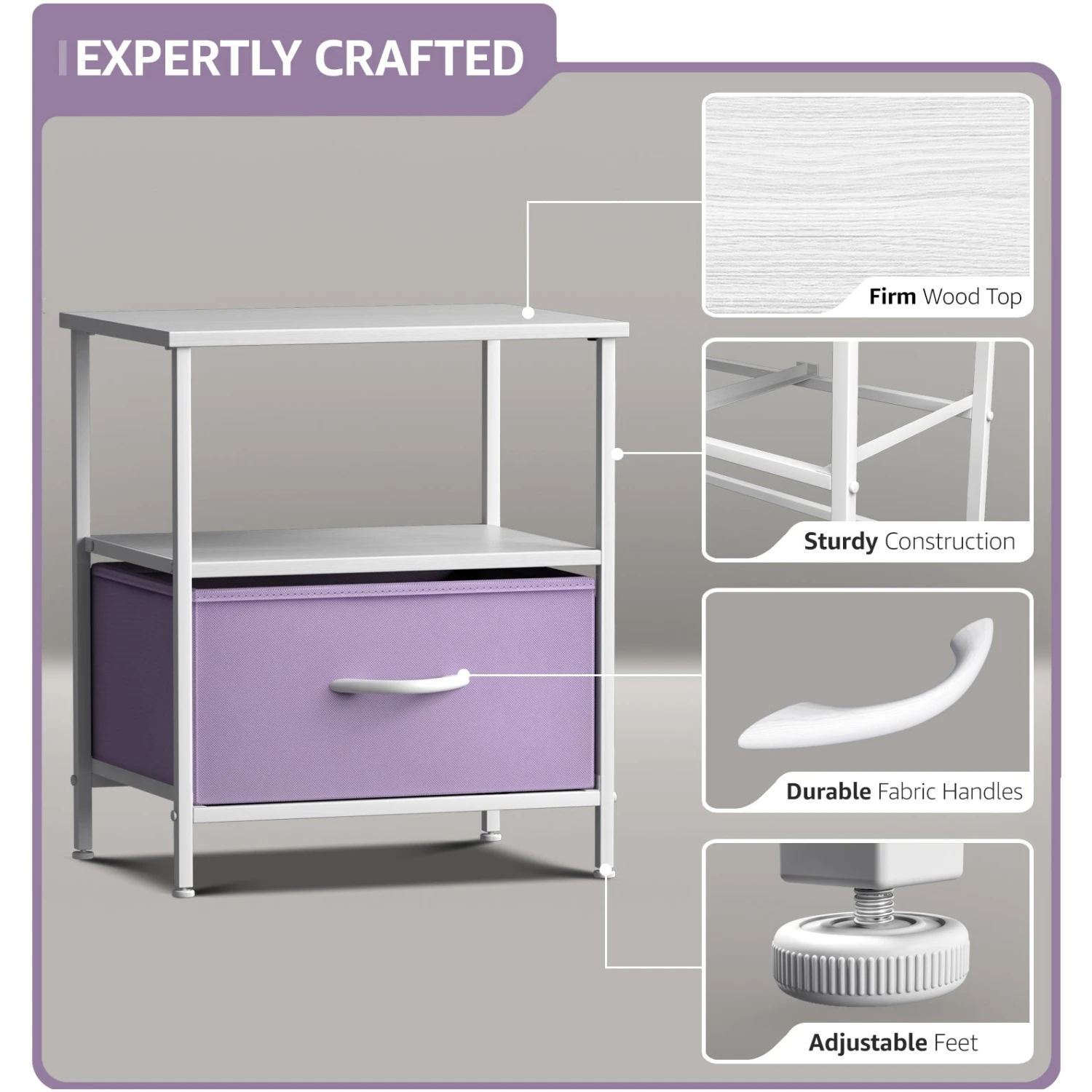 1 Drawer Nightstand Shelf 13 1 Drawer Nightstand Shelf - Image 12