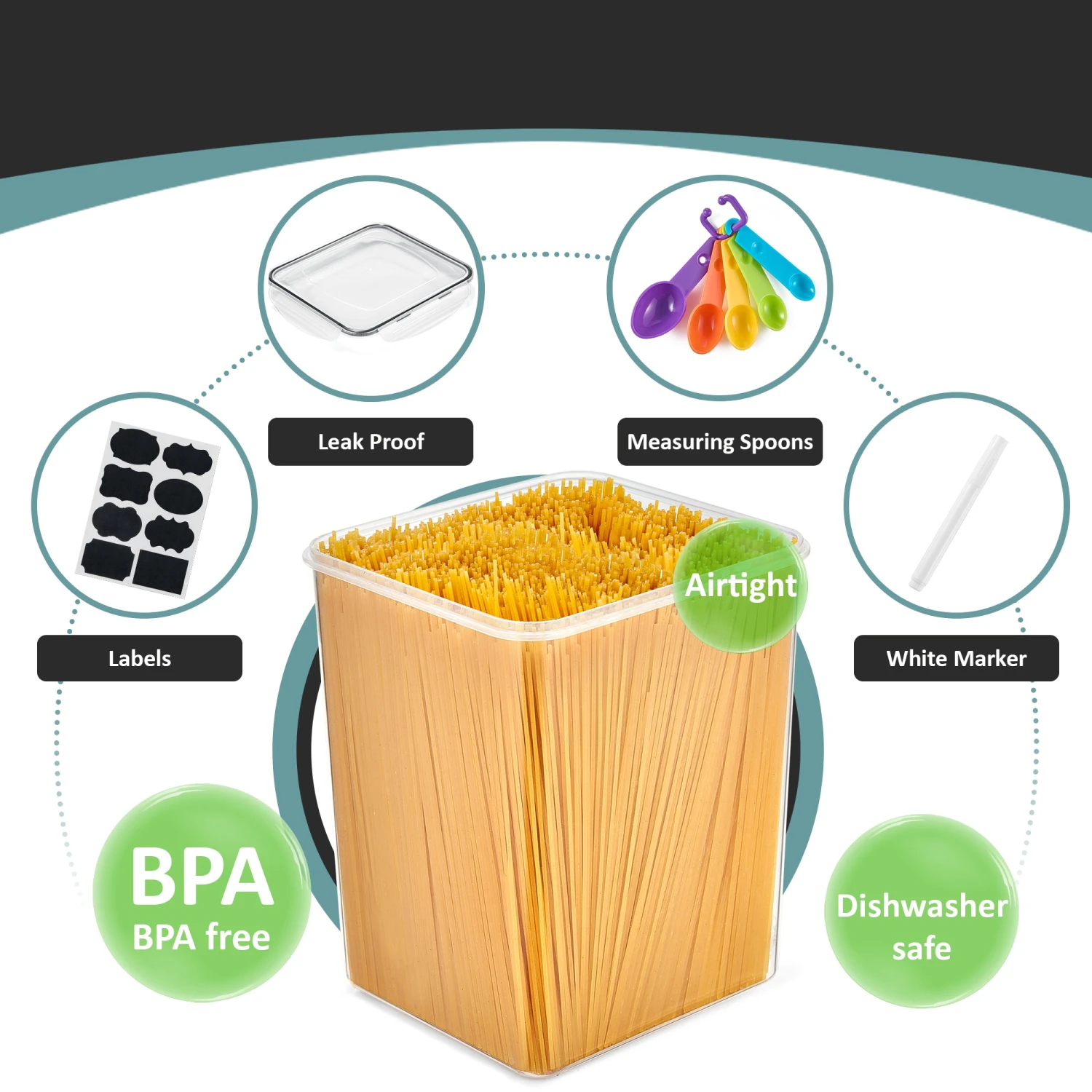 Large Airtight Dry Food Storage Containers (4 Pack) 8 Large Airtight Dry Food Storage Containers (4 Pack) - Image 6