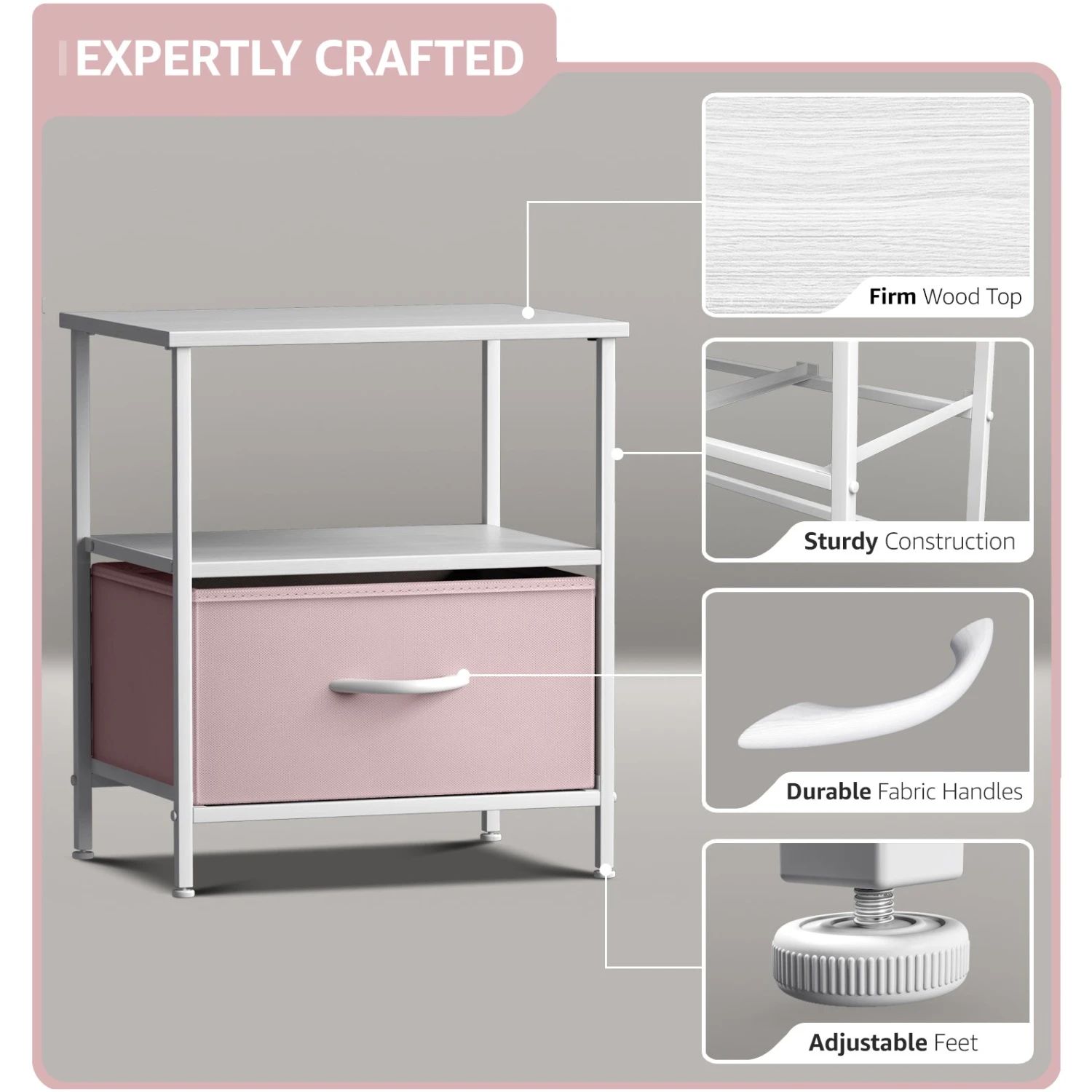 1 Drawer Nightstand Shelf 8 1 Drawer Nightstand Shelf - Image 7