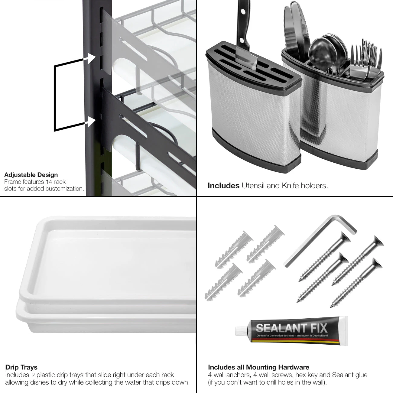 Dish Drying Wall Rack (2 Tier) 8 Dish Drying Wall Rack (2 Tier) - Image 6
