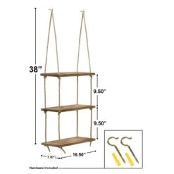 Rope Floating Shelf Rustic Wood (3 Tier) -Sorbus Decor Shop 5 6ffd958c 8a7c 4235 90e7 910c6ad41502
