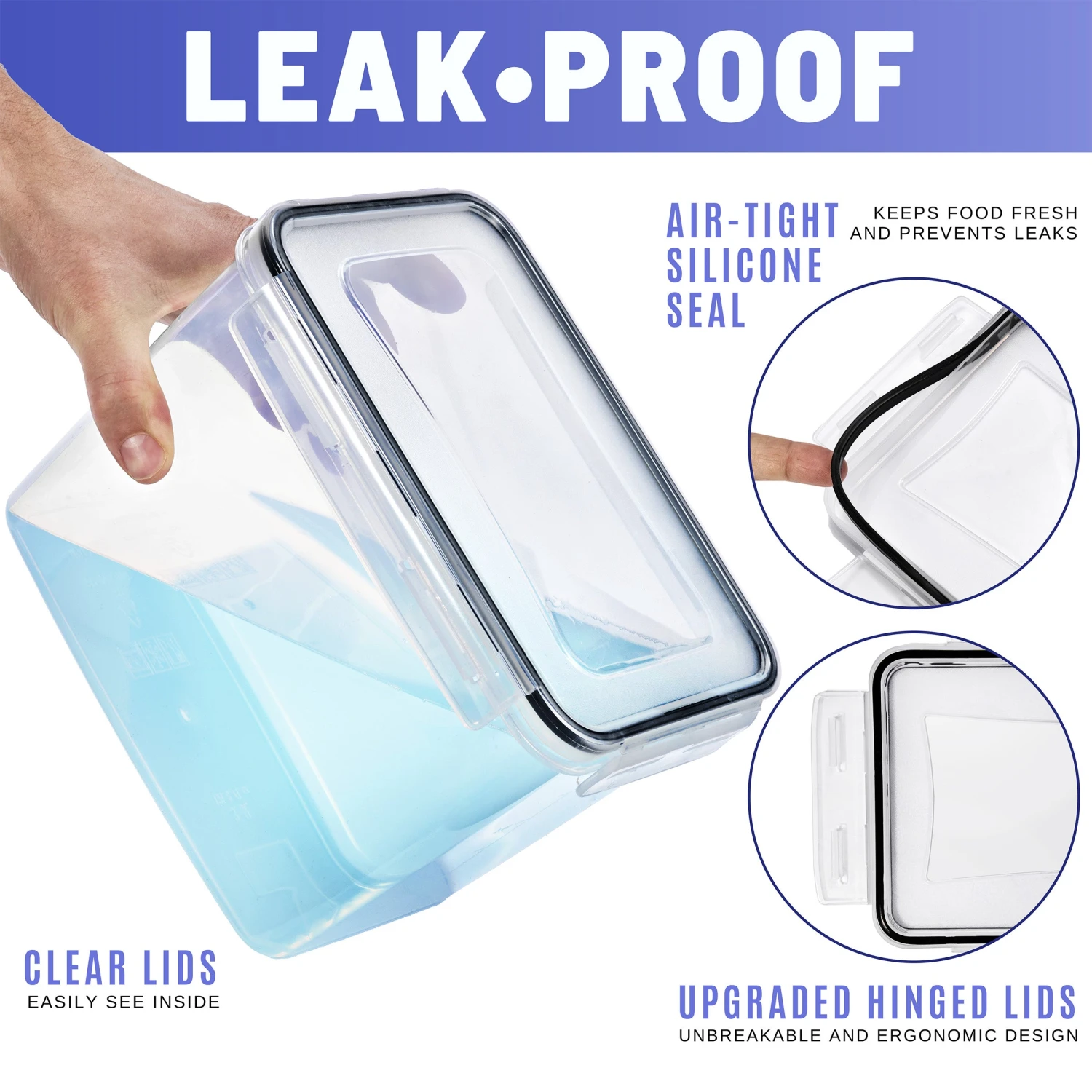 Large Narrow Airtight Food Storage Containers With Lids (2 Pack) 8 Large Narrow Airtight Food Storage Containers With Lids (2 Pack) - Image 6