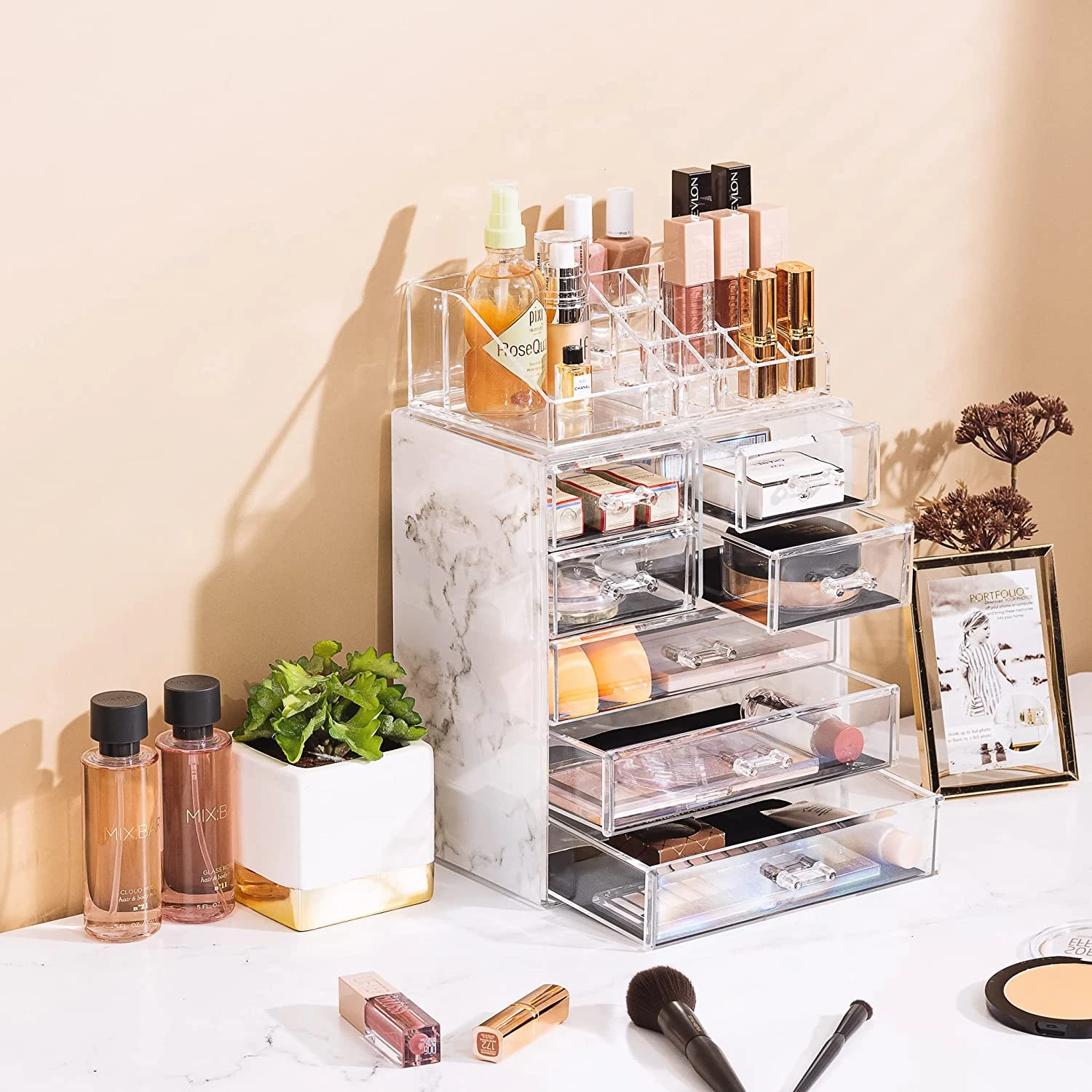 Makeup Organizer Set (7 Drawers Marble) 6 Makeup Organizer Set (7 Drawers Marble) - Image 4