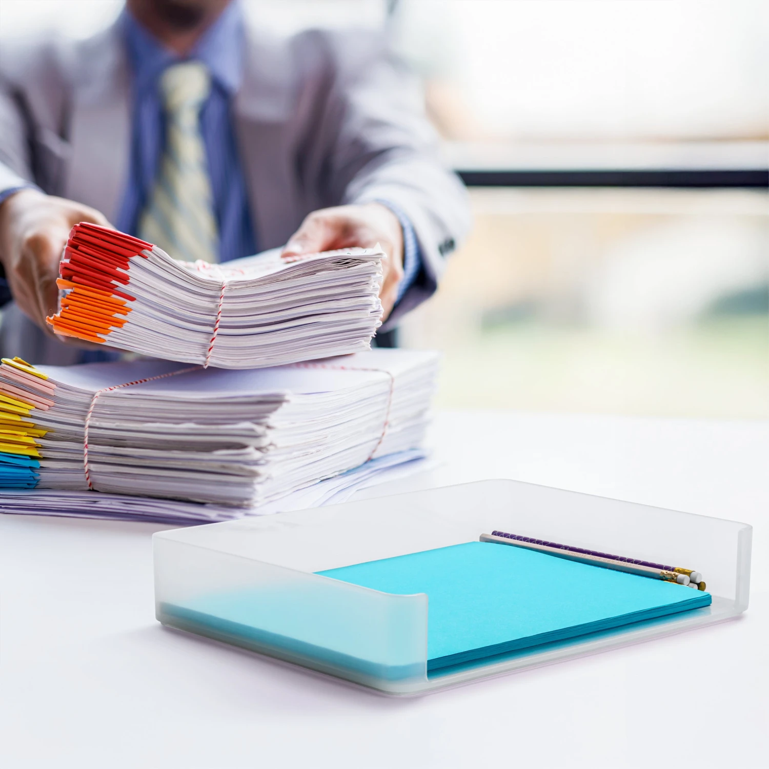 Paper Organizer, Stackable Letter Tray 4 Paper Organizer, Stackable Letter Tray - Image 2