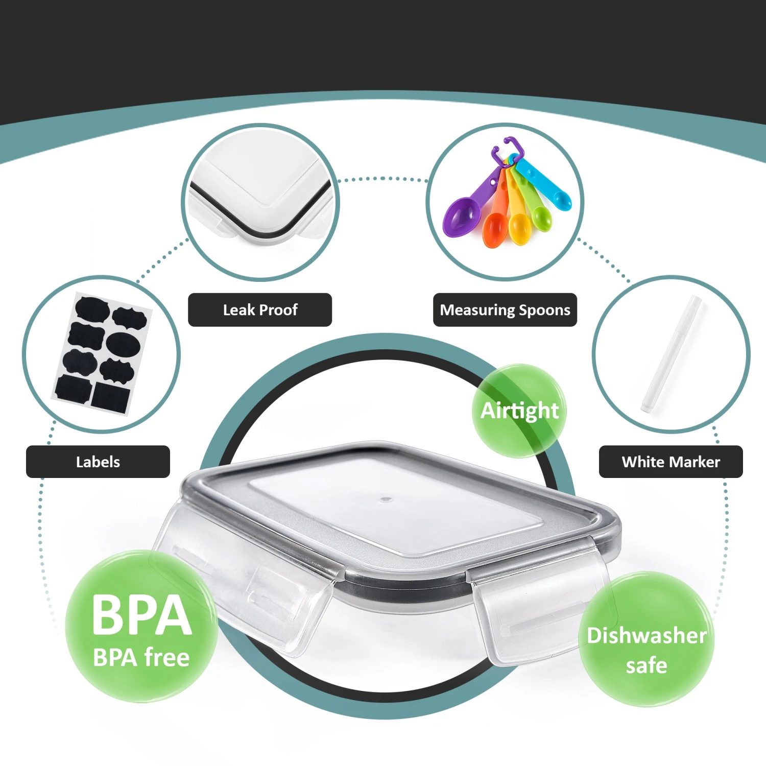 Food Dispenser Plastic Storage Airtight Containers (24 Pack) 6 Food Dispenser Plastic Storage Airtight Containers (24 Pack) - Image 4