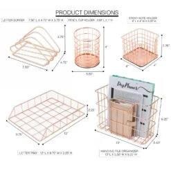 Desk Organizer Set (5 Pc) 25 Desk Organizer Set (5 Pc) -Sorbus Decor Shop 6. DSK MTLST CP Dimensions