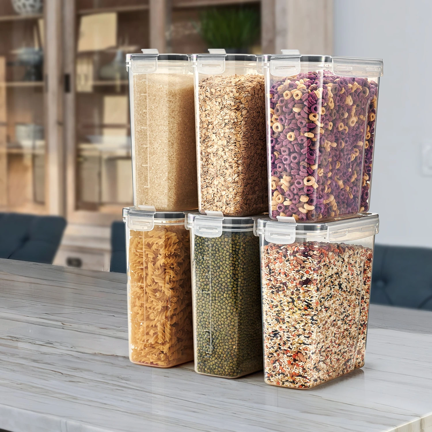 Narrow Airtight Food Storage Dispensers (6 Pack) 3 Narrow Airtight Food Storage Dispensers (6 Pack) - Image 2