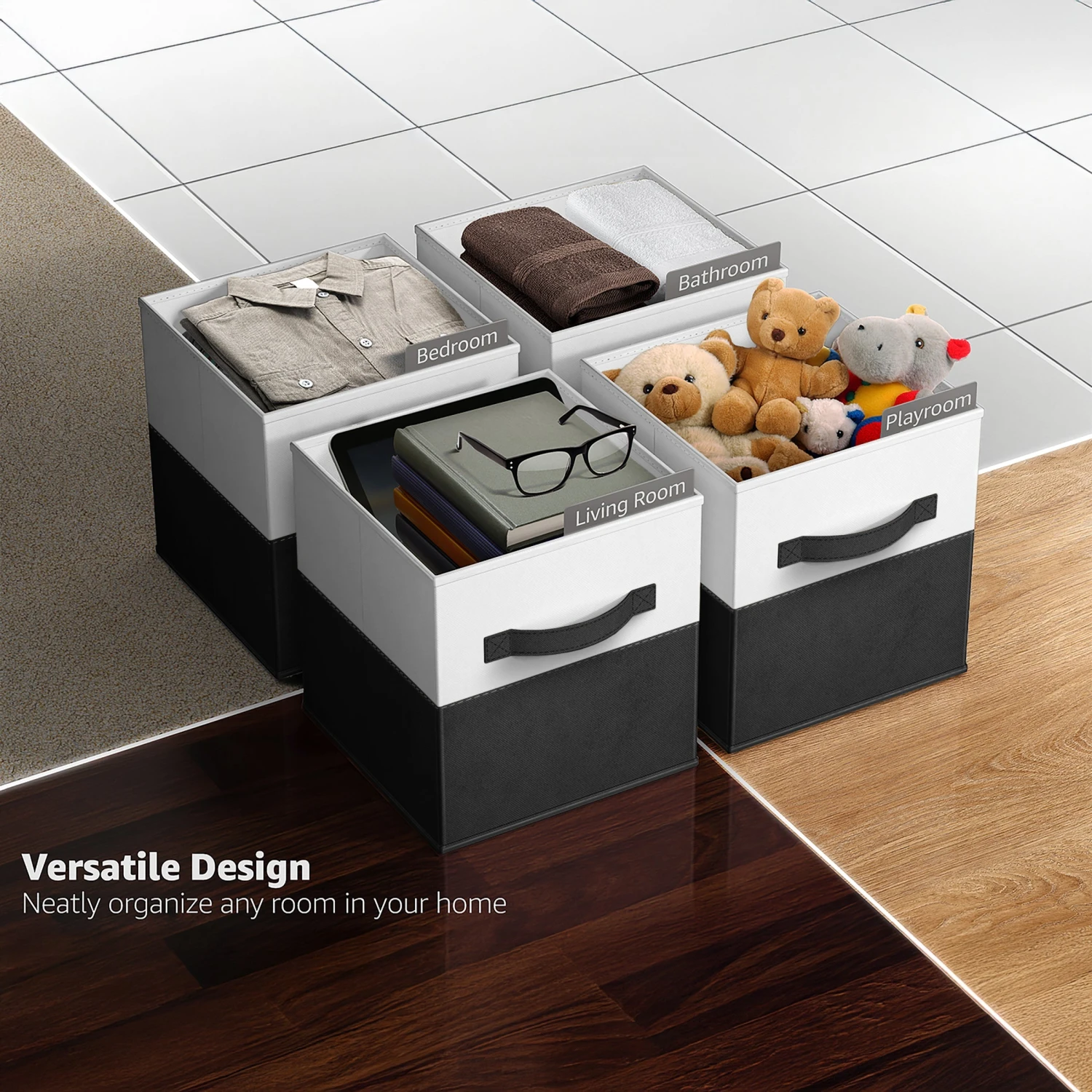 11" Cube Storage Fabric Bins (Two-Toned, 6 Pack) 13 11" Cube Storage Fabric Bins (Two-Toned, 6 Pack) - Image 11