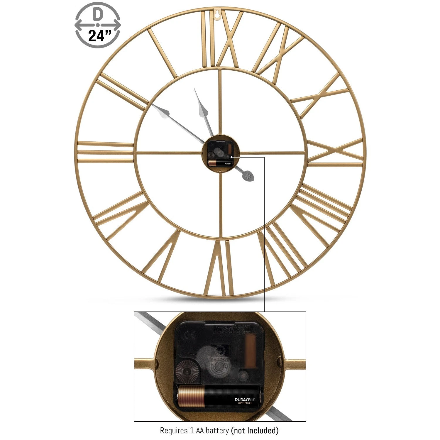 24" Oversized Wall Clock (Roman) 20 24" Oversized Wall Clock (Roman) - Image 18