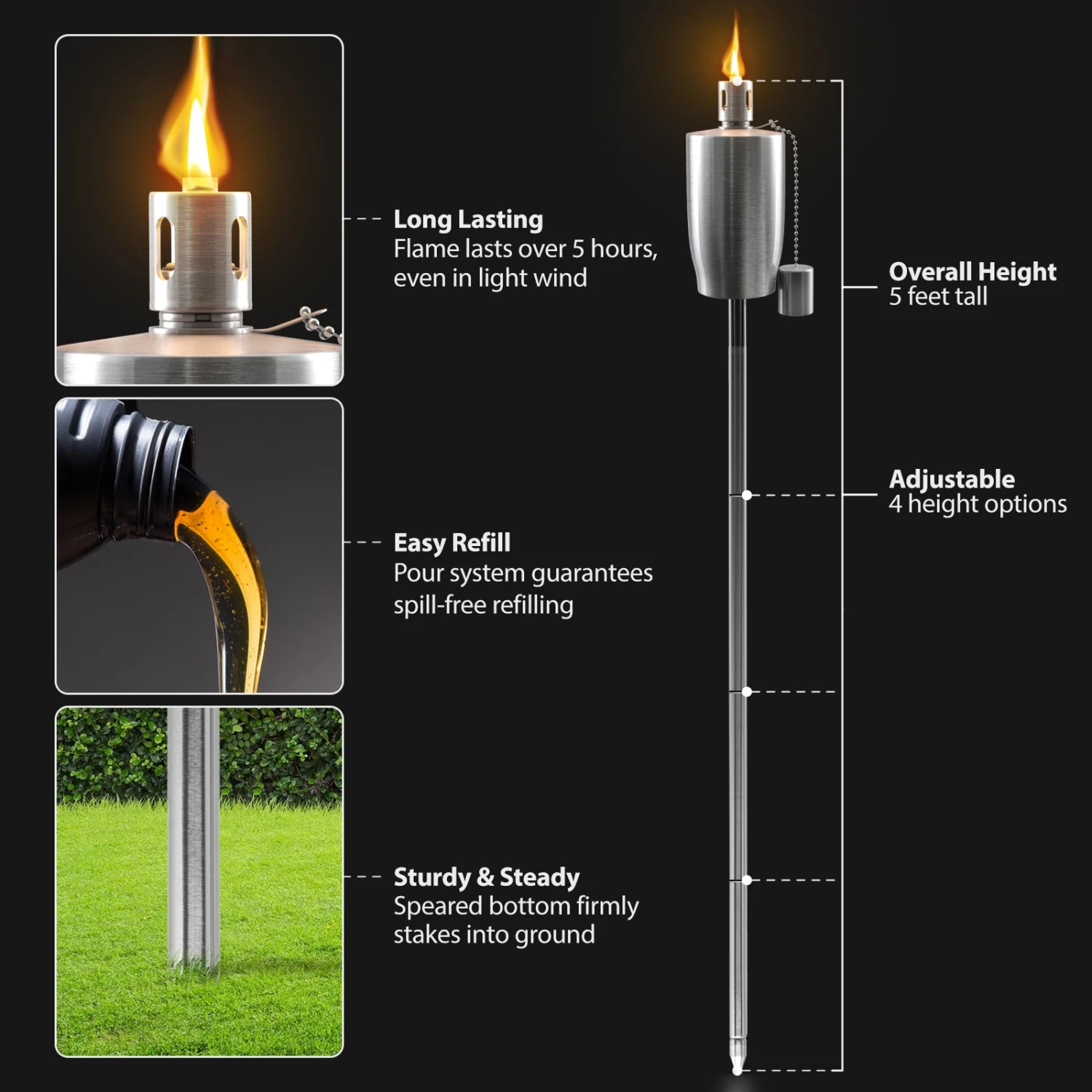 Matney Outdoor Decorative Torches - Set Of 4 (Cylinder) 9 Matney Outdoor Decorative Torches - Set Of 4 (Cylinder) - Image 7