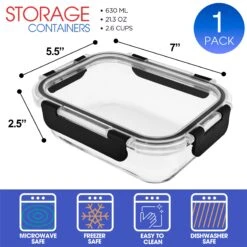 Airtight Glass Food Prep And Storage Container With Lid (Single) -Sorbus Decor Shop 6 a23fbc74 8496 4796 86d2 c97b5e8b3c5d