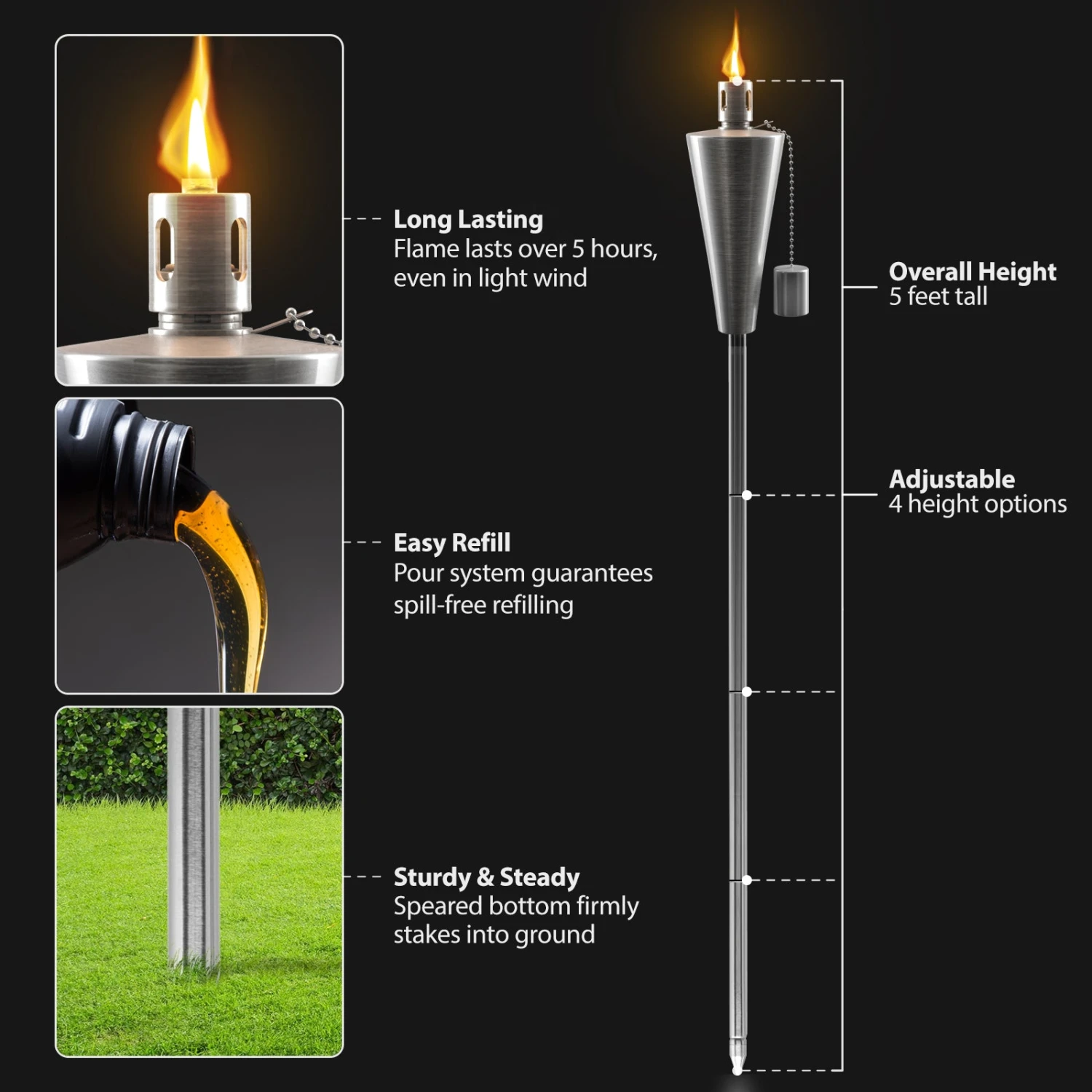 Matney Outdoor Torch Lights - Set Of 4 (Cylinder) 9 Matney Outdoor Torch Lights - Set Of 4 (Cylinder) - Image 7