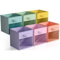 11" Cube Storage Bins With Window (6 Pack, Pastel Set) 27 11" Cube Storage Bins With Window (6 Pack, Pastel Set) -Sorbus Decor Shop 6 bc942030 ede7 4033 8be7 185d30c20a65