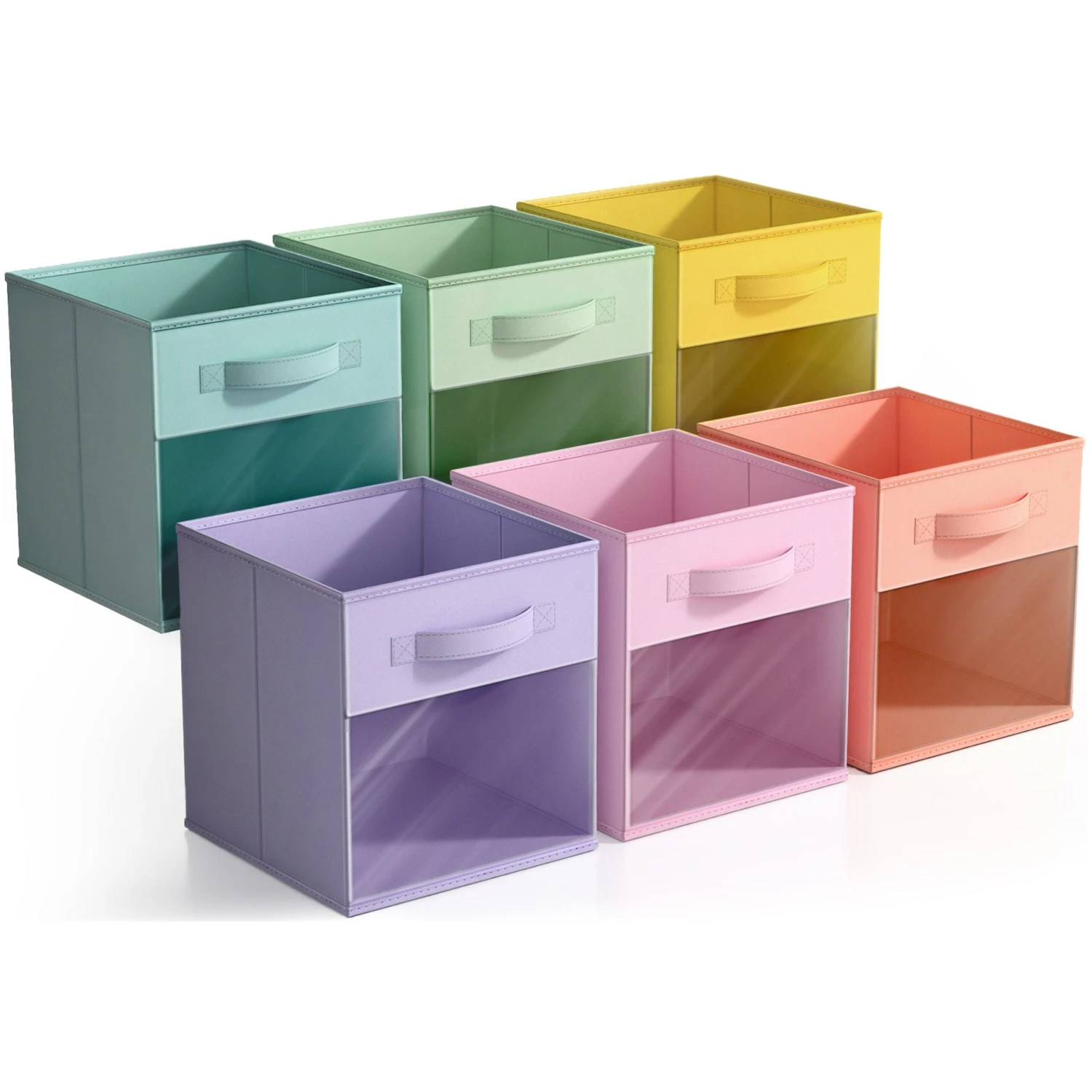 11" Cube Storage Bins With Window (6 Pack, Pastel Set) 8 11" Cube Storage Bins With Window (6 Pack, Pastel Set) - Image 6