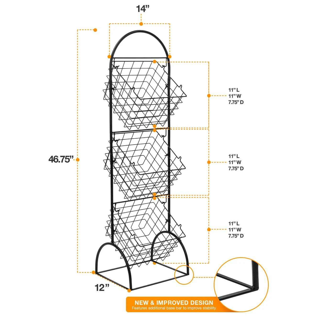 Adjustable Market Basket Stand (3 Tier) 10 Adjustable Market Basket Stand (3 Tier) - Image 8